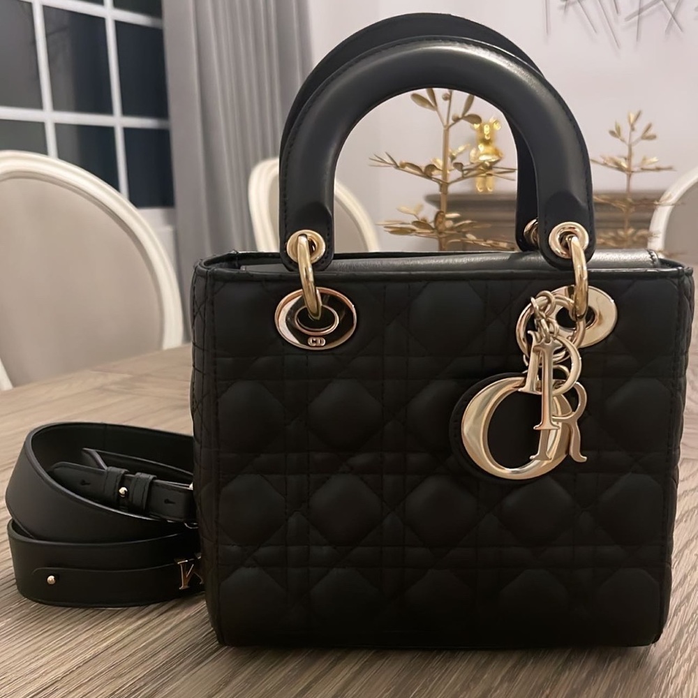 Lady Dior size small black leather
